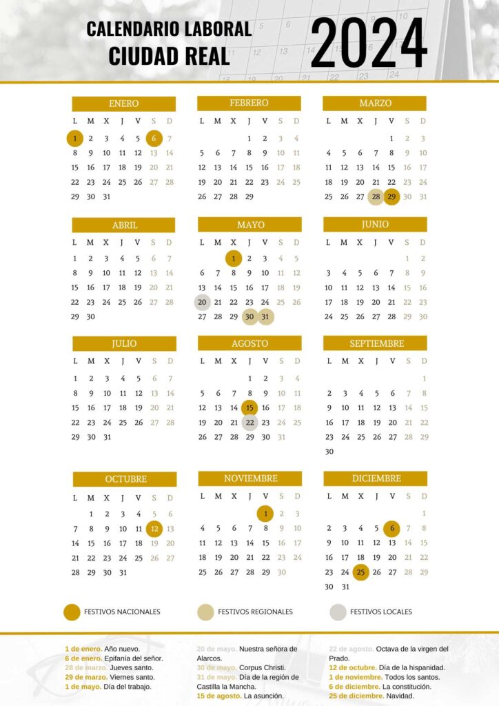 calendario laboral CIUDAD REAL 2024