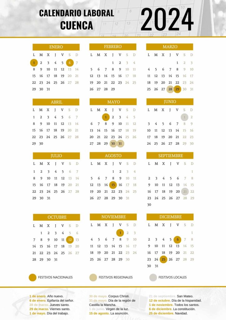 Calendario laboral Cuenca 2024