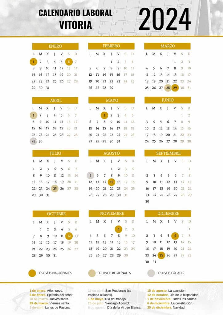 CALENDARIO LABORAL VITORIA 2024