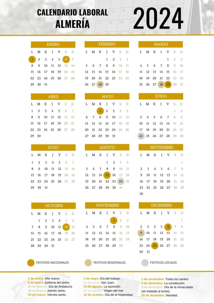 CALENDARIO LABORAL ALMERÍA 2024