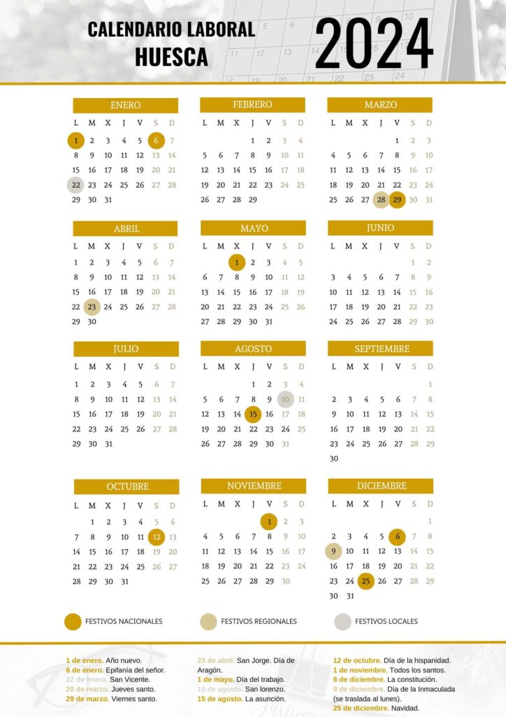 CALENDARIO LABORAL HUESCA 2024