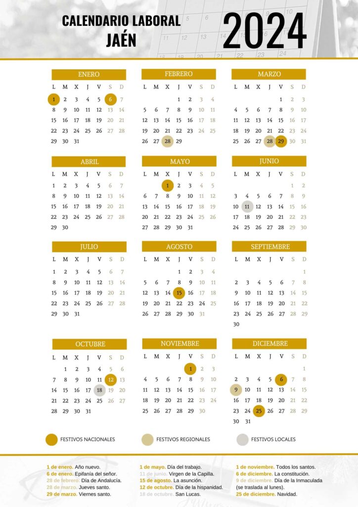 CALENDARIO LABORAL JAÉN 2024