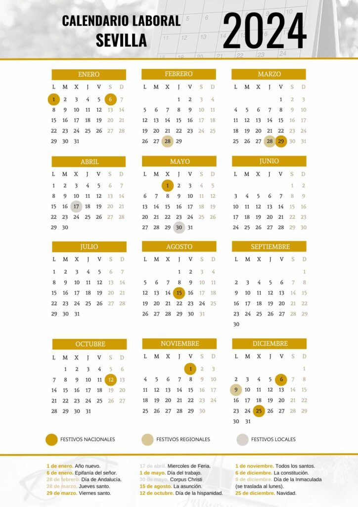 CALENDARIO LABORAL SEVILLA 2024