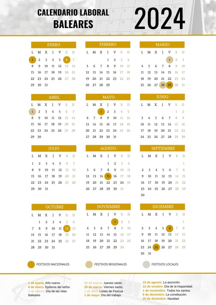 CALENDARIO LABORAL BALEARES 2024