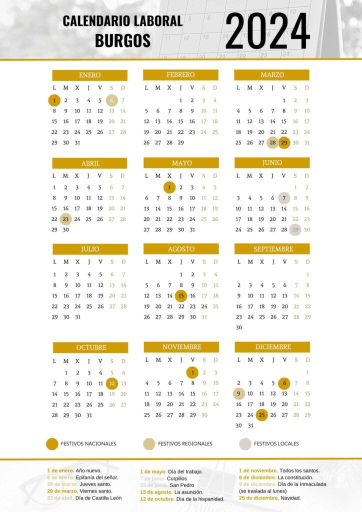 CALENDARIO LABORAL BURGOS 2024