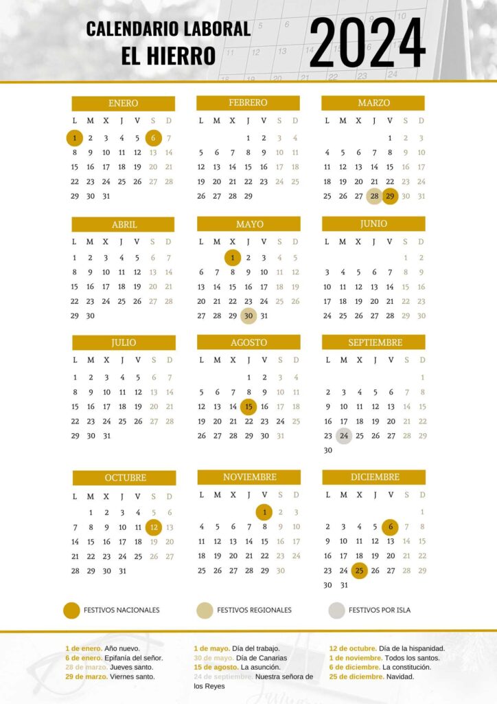 CALENDARIO LABORAL EL HIERRO 2024