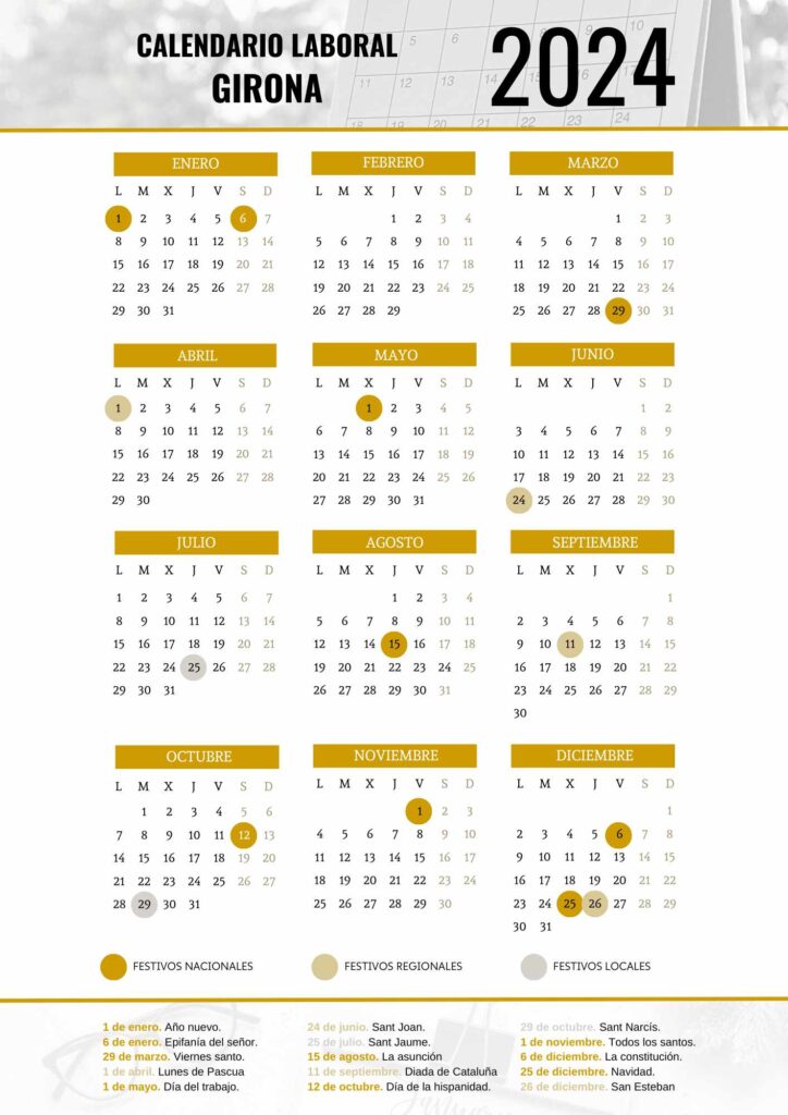 CALENDARIO LABORAL GIRONA 2024