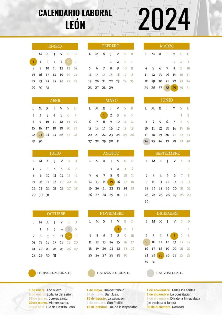 CALENDARIO LABORAL LEÓN 2024