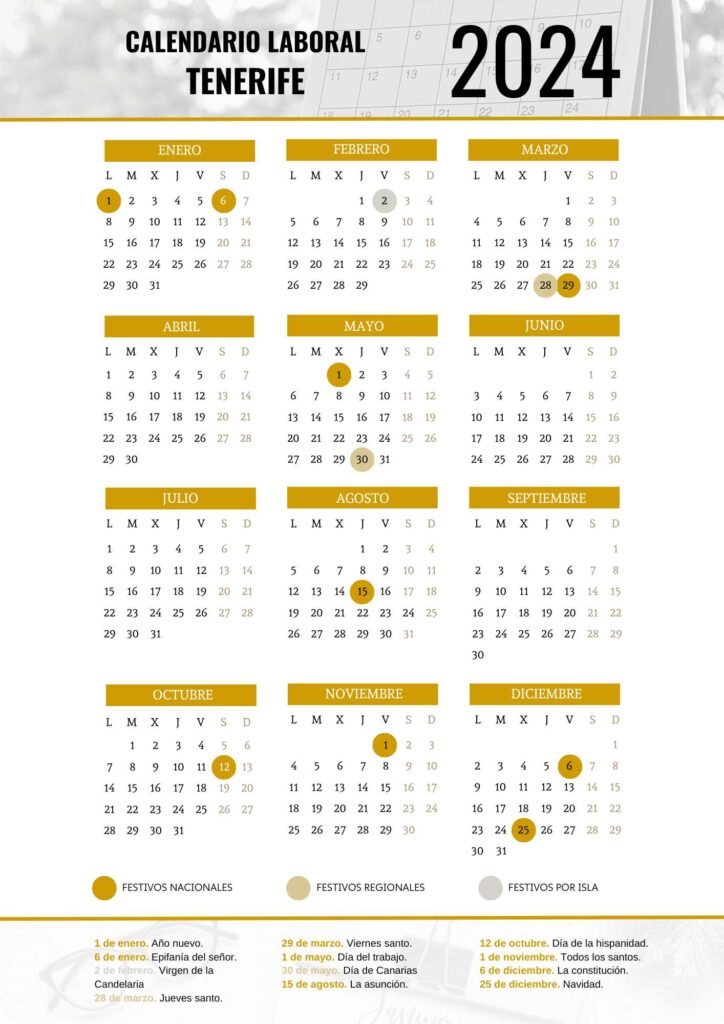 CALENDARIO LABORAL TENERIFE 2024